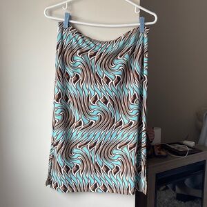 Timing Brown and Blue Skirt with Small Slits